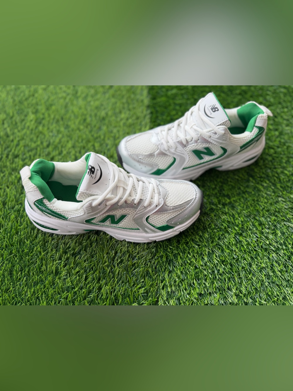 Size 9.5 Men’s And Women’s 10.5 - New Balance 530 White and Green Sneakers